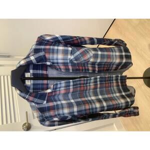 Cloth and Stone Anthropologie Cotton Flannel Long Sleeve Shirt Blue Plaid S Fall